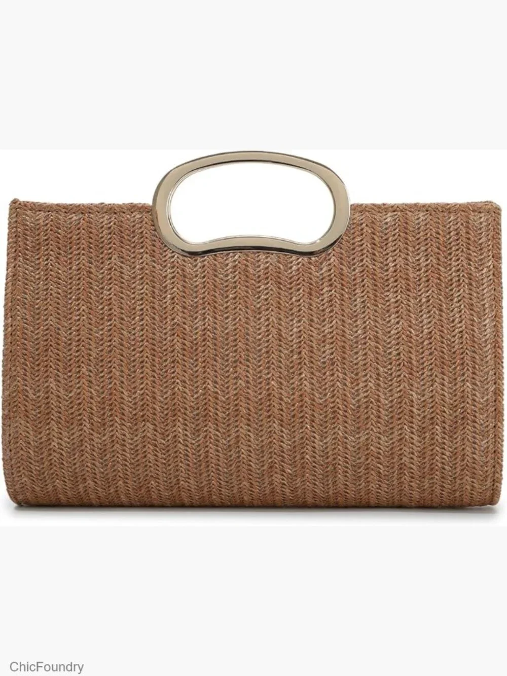 Woven Straw Clutch Purse with Top Handle & Shoulder Strap Summer Beach Evening